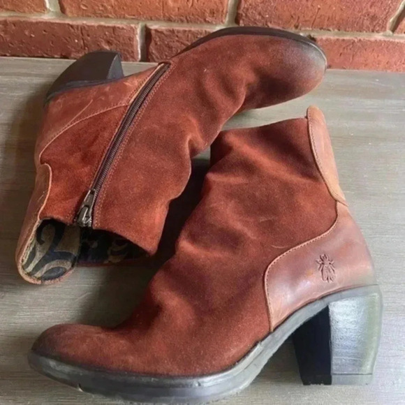 Fly London Leather Heeed Ankle Boot Hoya Brick Size 40 EU 9-9.5 US - Picture 1 of 5